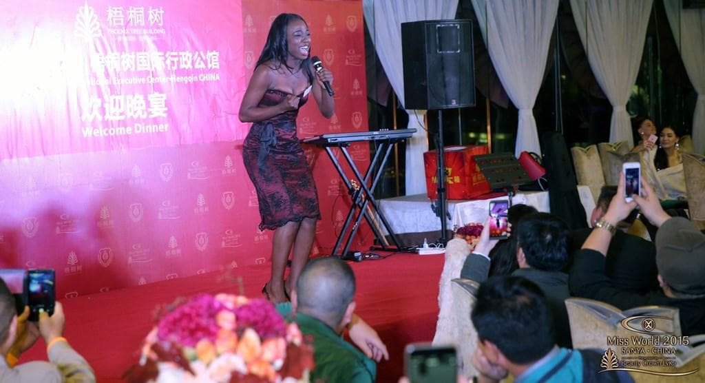 Lisa Punch from Guyana Performing during Mainland China Tour of Miss World 2015 (Photo Courtesy: Miss World Official)