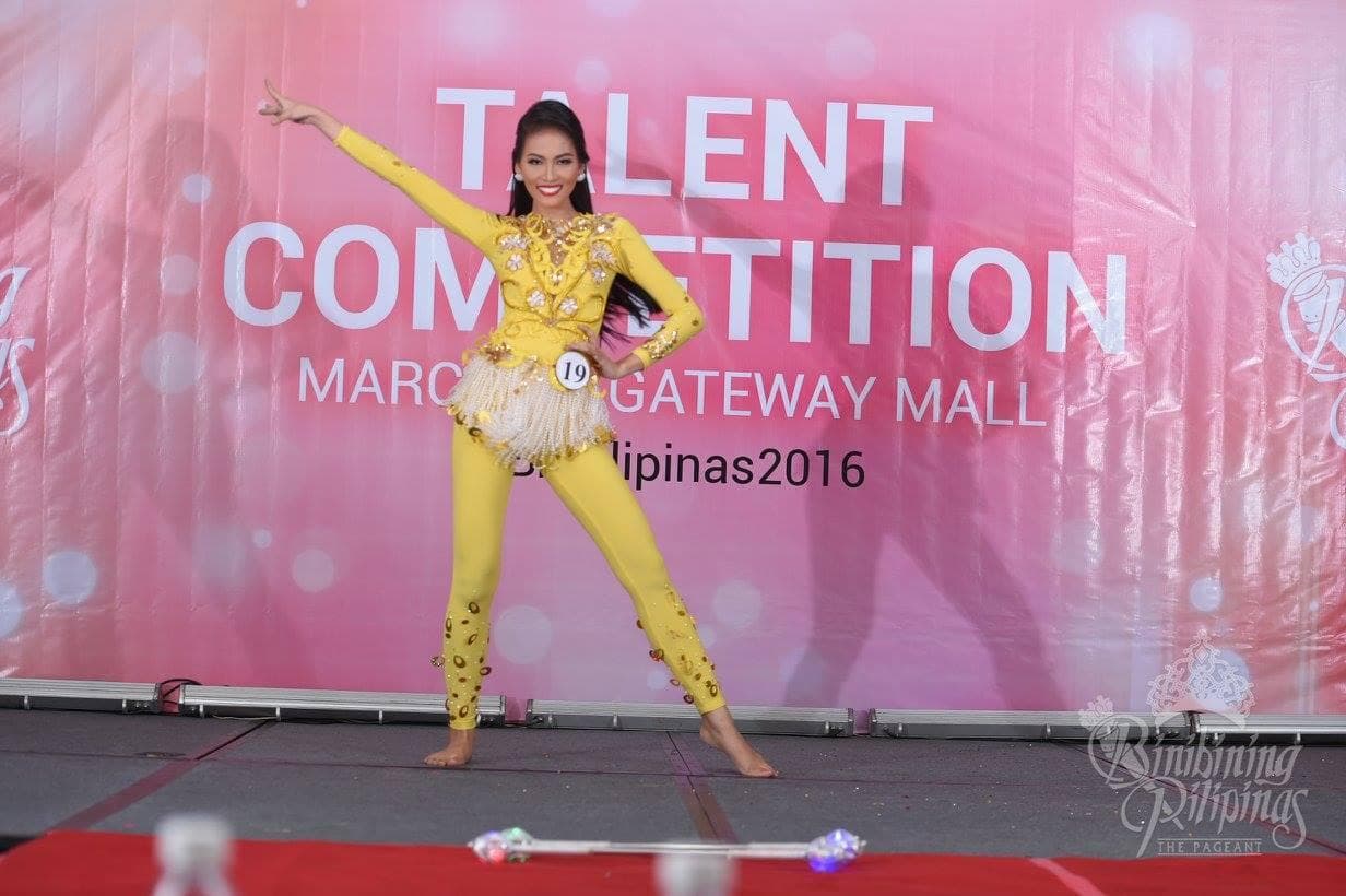 Maria Lina Neri Prongoso Binibining Pilipinas 2016 Contestant showcasing her talent during Talent Competition held Gateway Mall (Photo Credits: Bb. Pilipinas 2016 Facebook Officials)