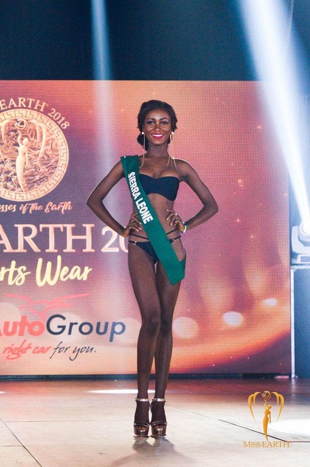 Alma Nancy Sesay Miss Earth Sierra Leone 2018, Finalist Miss Earth 2018 at Resort Wear Competition (Photo Courtesy: Miss Earth Facebook Official)