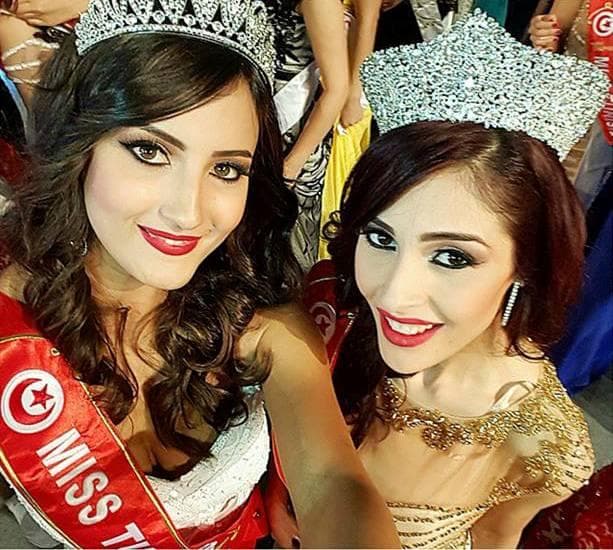 Rawia Djbeli Miss Tunisie 2015 with Wahiba Arres Miss Tunisie 2014