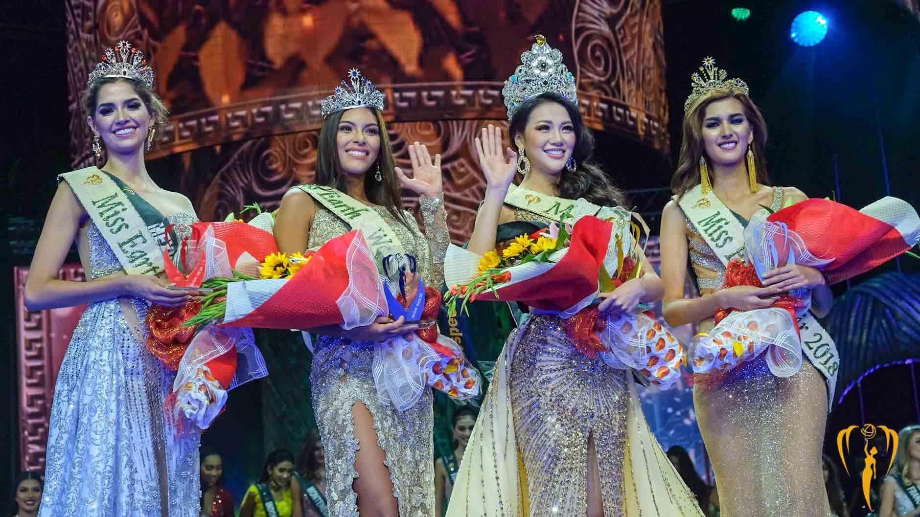Phương Khánh Nguyễn winner Miss Earth 2018 with her court (Photo Source: Miss Earth Facebook Official)