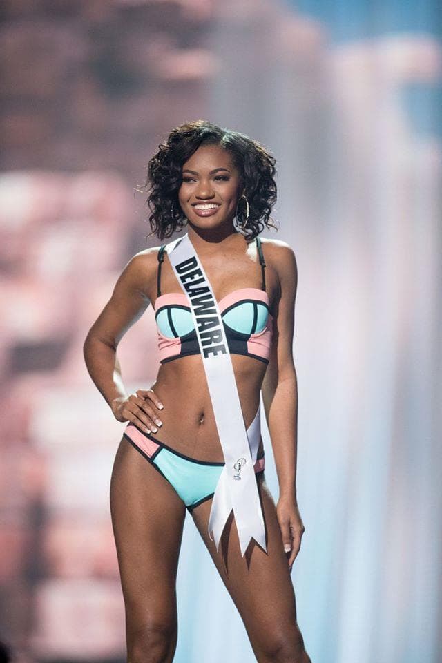Mia Emani Miss Delaware USA 2017 during Preliminary Swimsuit Competition (Photo Credit: Miss USA Facebook Official)