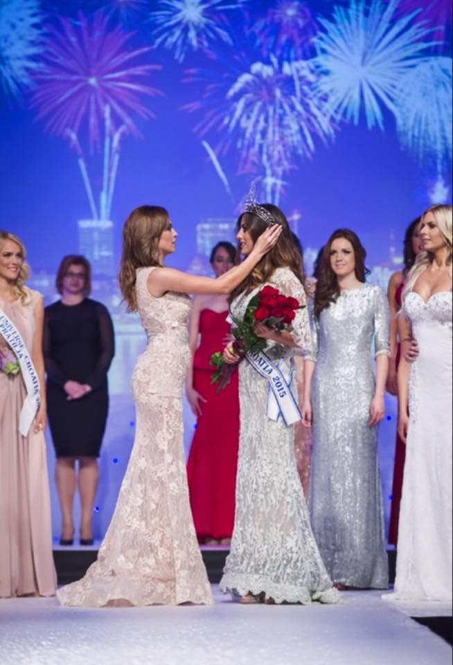 Ivana Misura Miss Universe Croatia 2014 crowning Barbara Ljiljak Miss Universe Croatia 2015