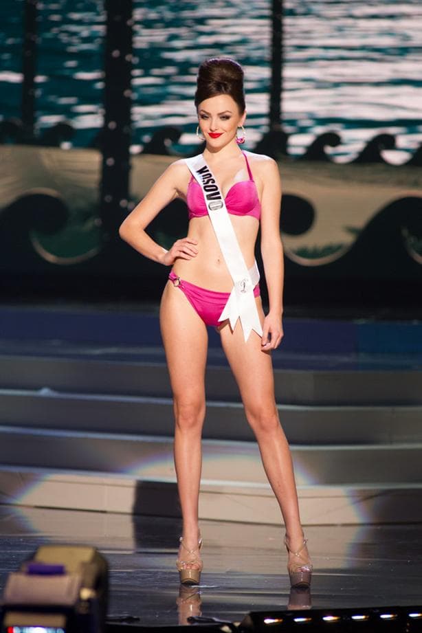 Artnesa Krasniqi Miss Universe Kosovo 2014 at Preliminary Swimsuit round