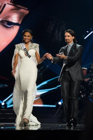 Emanii Davis Miss USA 2016 Second Runner-Up walking on stage during Evening Gown competition (Photo Courtesy: Miss USA Official)