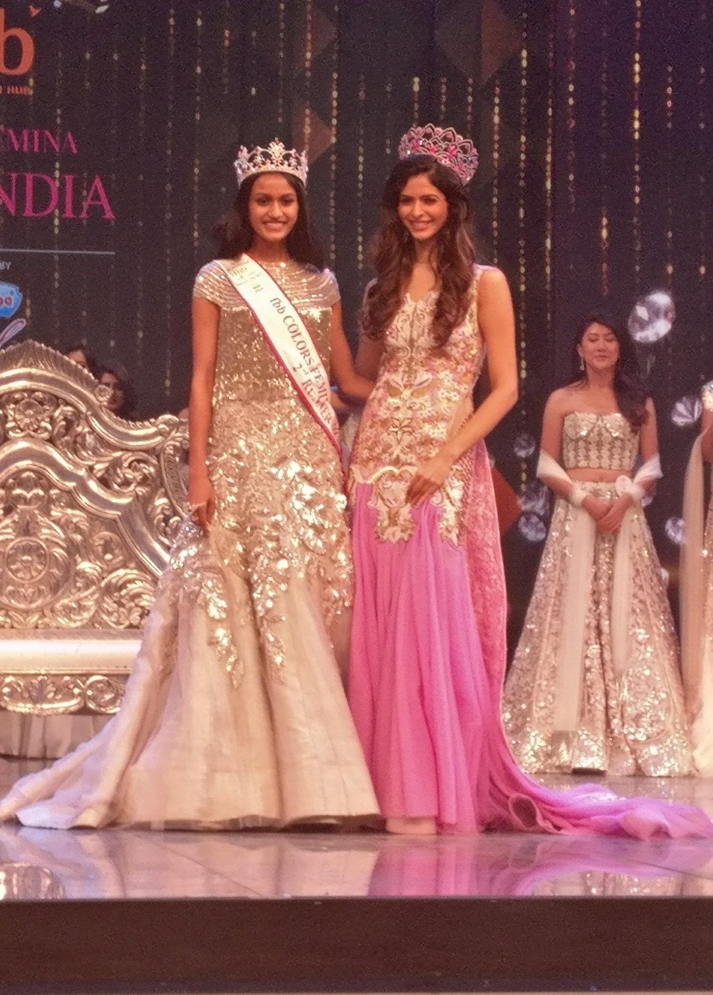 Femina Miss India 2017 second runner up Priyanka Kumari with Miss Grand India 2016 Pankhuri Gidwani