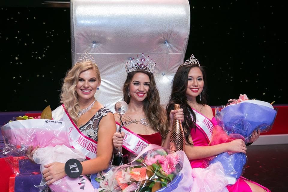 Tania Pauline Dawson winner Miss Universe New Zealand 2016 with runner-up Seresa Lapaz and Larissa Allen
