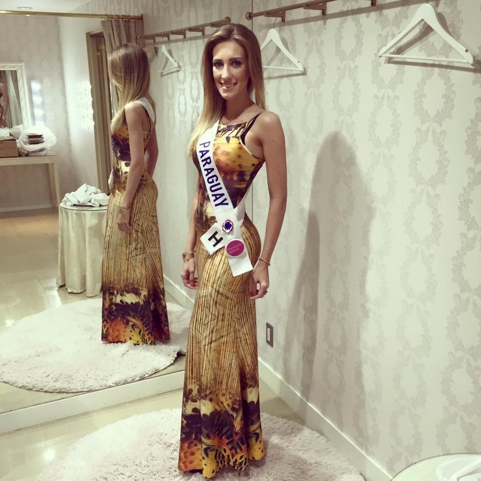 Monica Mariani Pascualoto Contestant from Paraguay in Long Gown for Miss International 2015