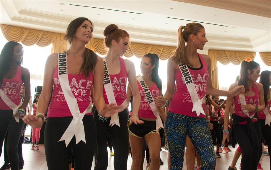Ana Zubashvili Miss Universe Georgia 2014 at Zumba Fitness Class