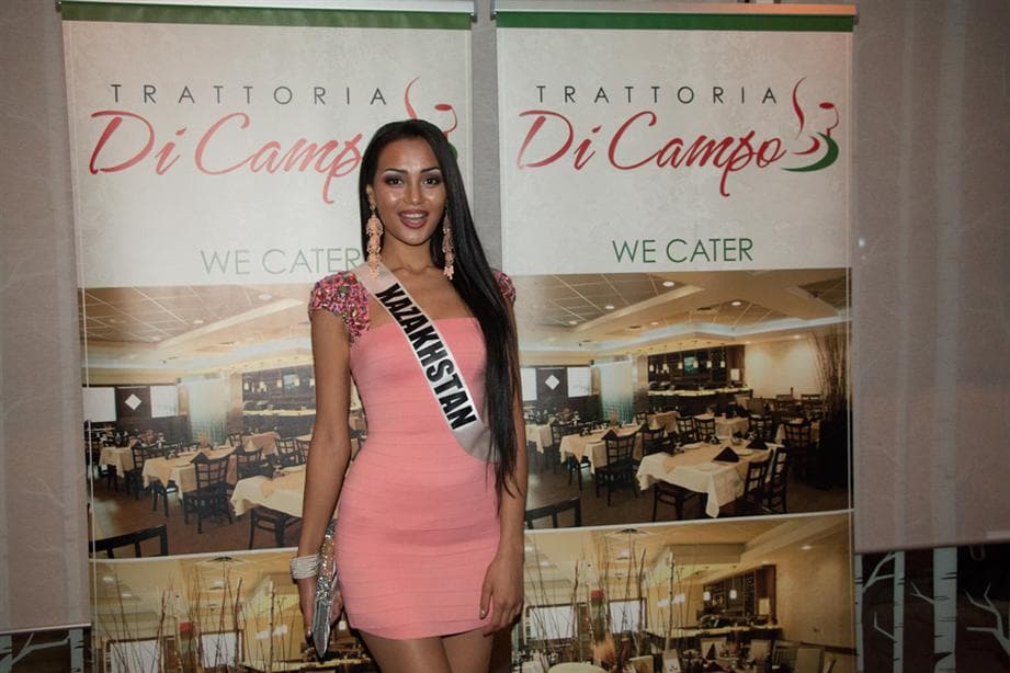 Aiday Issayeva from Kazakhstan at  Trattoria Di Campo having dinner