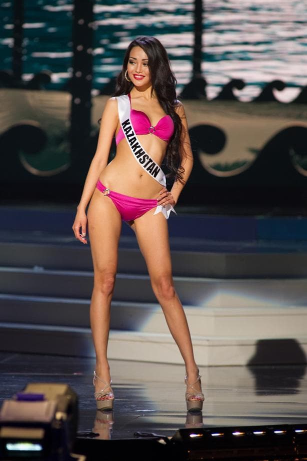 Aiday Issayeva Miss Universe Kazakhstan 2014 at Preliminary Swimsuit round