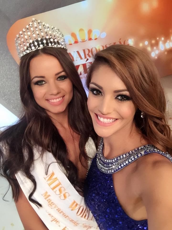 Daniella Kiss Miss World Hungary 2015 with Miss World Hungary 2014 Edina Kulcsar
