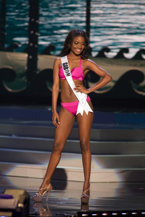 Maggaly Ornellia Emmanuelle Nguema Miss Universe Gabon 2014 at Preliminary Swimsuit round
