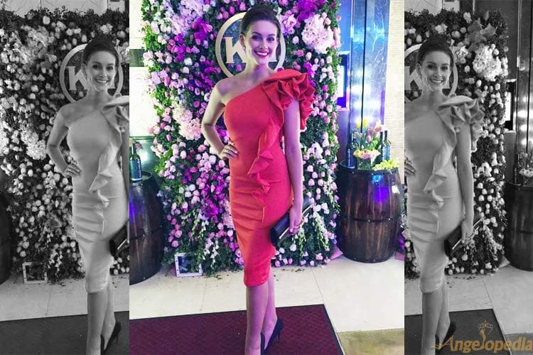 Rolene Strauss in a Red Gert Johan Coetzee Dress