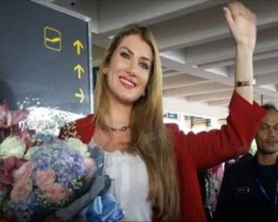Mireia Lalaguna reaches Indonesia to attend the finals of Miss Indonesia 2016