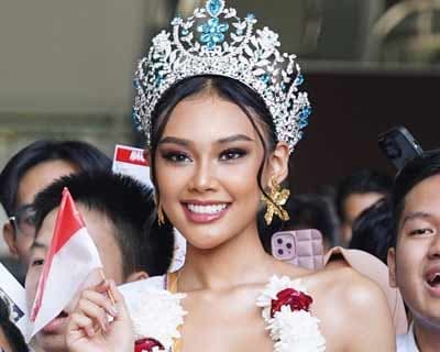 Miss Supranational 2024 Harashta Haifa Zahra receives a warm homecoming in Indonesia