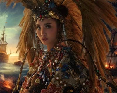 Indonesia’s Cynthia Kurniawan dons ‘Queen Kalinyamat’ inspired national costume at Miss Global 2023