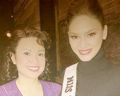 Pia Wurtzbach enjoys Broadway’s Allegiance; Visits Lea Salonga backstage