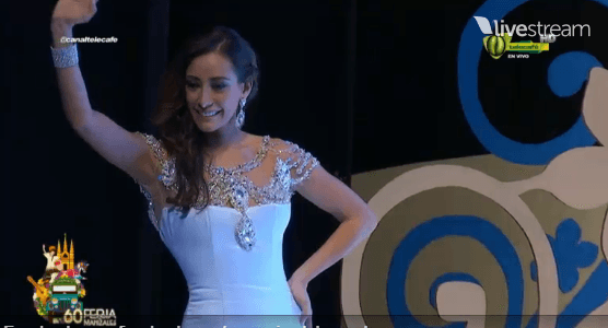 Claudia Tavel from Bolivia in Evening Gown (Photo Credit: Reinado Internacional del cafe)
