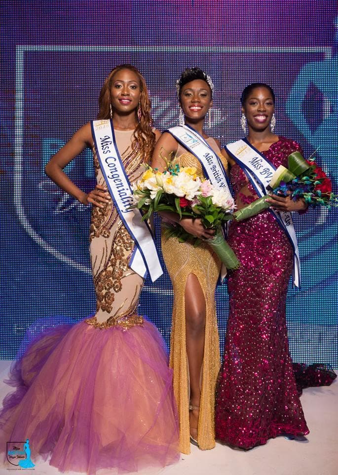 Miss Congeniality Min Dizzle Paul, Miss British Virgin Islands 2016 Erika Creque and First Runner-Up Reba Thomas